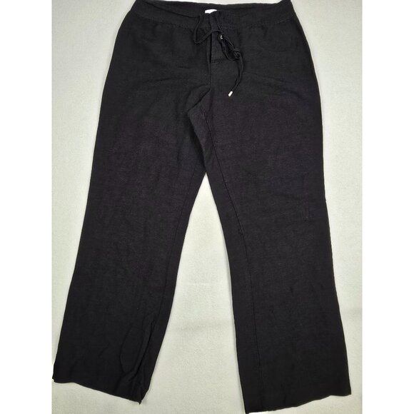 Calvin Klein Pants - Calvin Klein Womens Black Linen Blend Drawstring Pants Size 16 Flawed